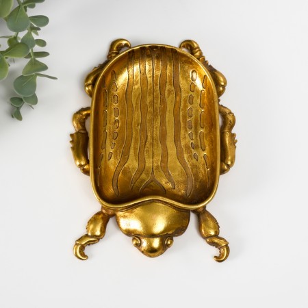 Standing interior polystone "Scarabi beetle" gold 19.5x14.5x2.5 cm-2