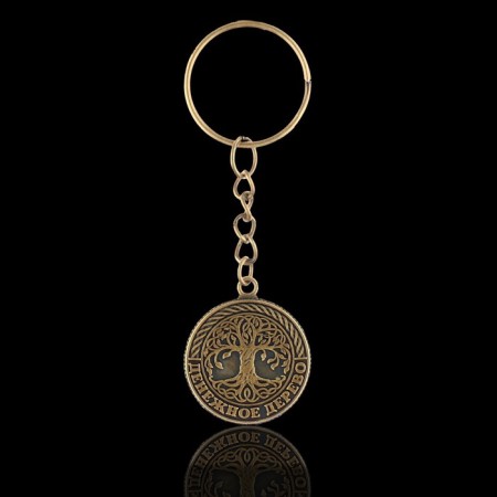A keychain for keys, metallic, amulet "Cash tree" diam. 2.5 cm-2