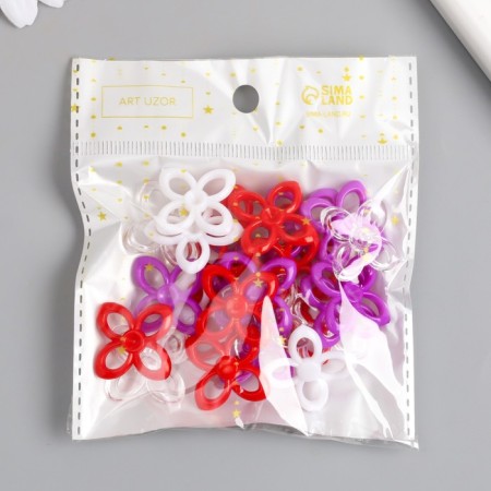 Decor for creativity "Flower. Red, purple, white and transparent" NR 20 g 2.8x2.8x0.4 cm 992805-3