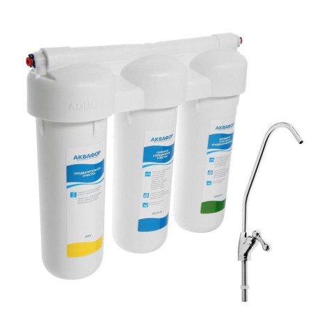Water filtering system "Aquaphor" Trio Norm, PP5/B510-02/B510-07, 3-step, with a crane, 2 l/min