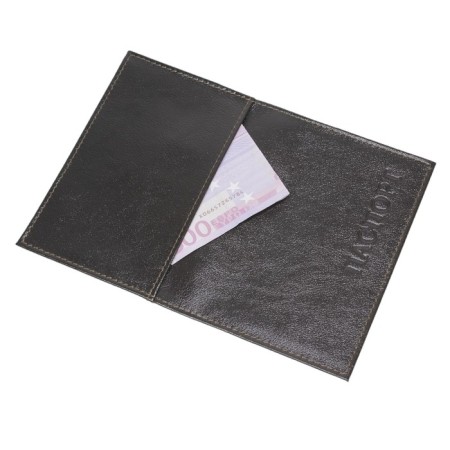 Cover for a passport with a pocket, brown color