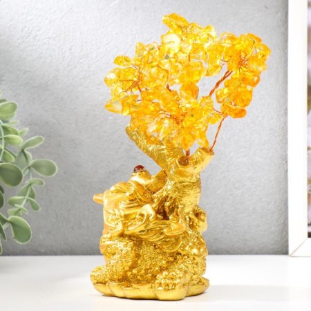 Bonsai souvenir 108 stones "Cash toad by a tree with amber" 17x14x8 cm-2