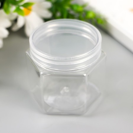 Bank for scrapbooking plastic "Glass" 110 ml Transparent 5.5x6.5x6.5 cm
