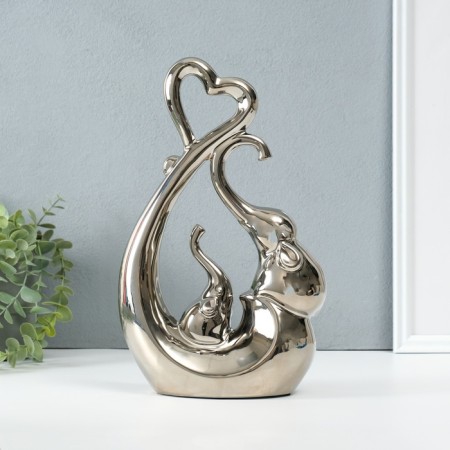 Souvenir Ceramics "Elephants with the heart. Abstraction" Silver 8.5x18.5x29.3cm-3