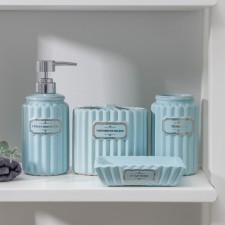 A set of accessories for the Classic bathroom, 4 items (350 ml dispenser, soap dish, 2 glasses), blue color