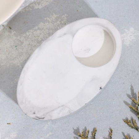 Cloth "narrow oval. Marble" from gypsum, 11.5x7x4cm, marble with black stripes-2