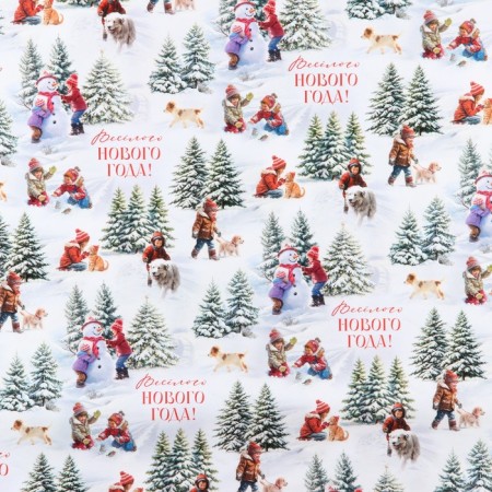 Glossy packaging paper "Funny New Year", 60 x 90 cm, New Year-2