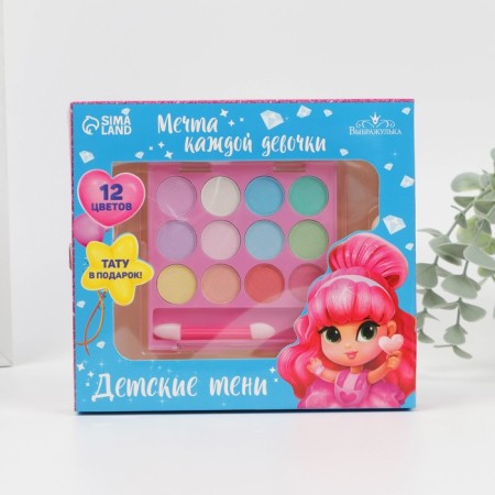 Set of cosmetics "Zepfirka": shadows 12 colors, tattoos-2