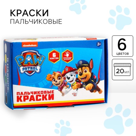 Finger paints 6 colors of 20 ml, puppy patrol