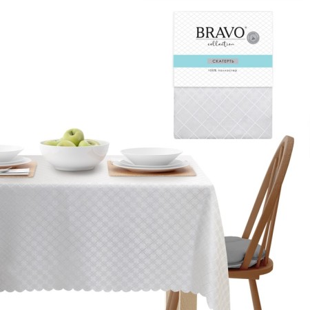 Tablecloth, size 140x180, white color