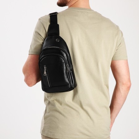Sling bag, artificial leather, black color-7