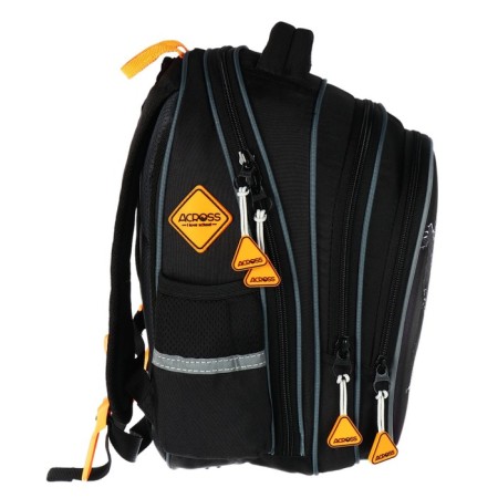 School backpack 40x33x15cm, ergonomic back, Across 410, black/orange-3