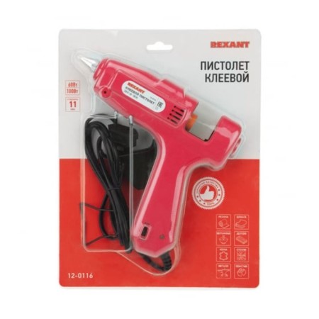 Pistol of adhesive Rexant, 60 W/100 W, two modes, Ø11 mm, shock -resistant plastic-5