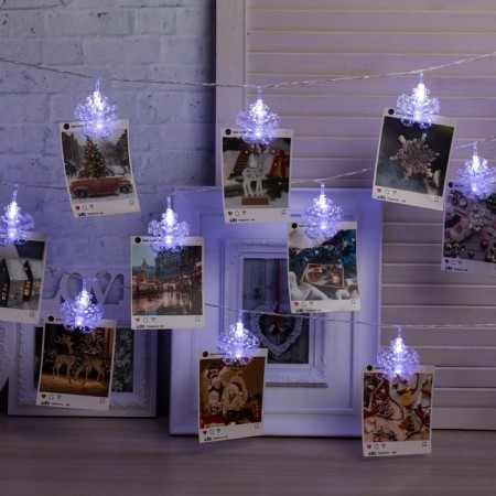 Garland “thread” 4.5 m with nozzles “clothespins”, ip20, transparent thread, 20 LED, white glow, 220 V