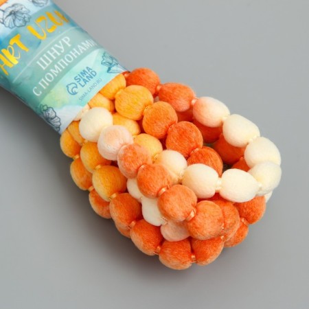 Cord with pompons "coffee with milk" winding 2 m-2