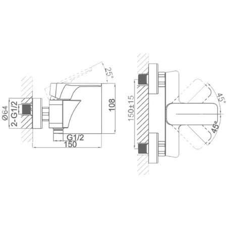 Shower mixer D&K DA1433113, single -leaf, orange/chromium-1