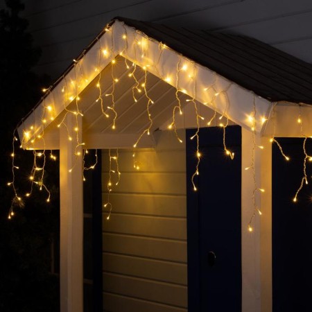 Garland "fringe" 4 × 0.6 m, IP44, transparent thread, 180 LED, warm white glow, 8 modes, 220 V