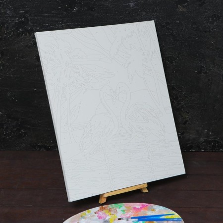 Picture on numbers on a canvas with a subflake “Flamingo at sunset”, 40 x 50 cm-2