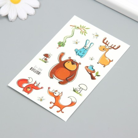 Tattoo on the body phosphorus color "Funny animals" 7.5x12 cm-1