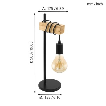 TowNSHEND desktop 10W E27, black, brown-3