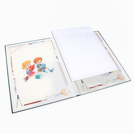 Folder with two A4 files "graduate diploma" Green background and office-2