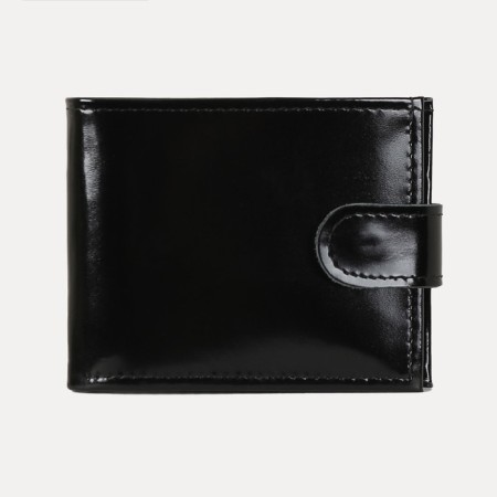 Male purse on a button, for bills, for cards, for coins, black color