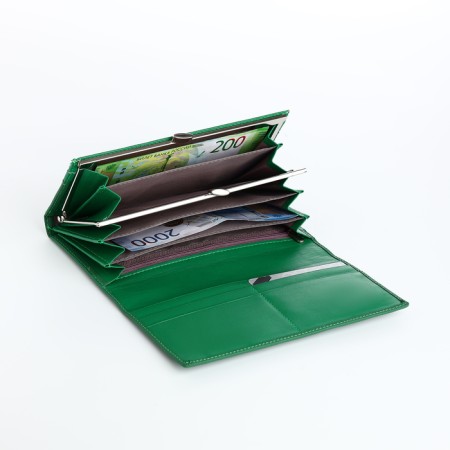 Women's wallet on magnets, green color-3