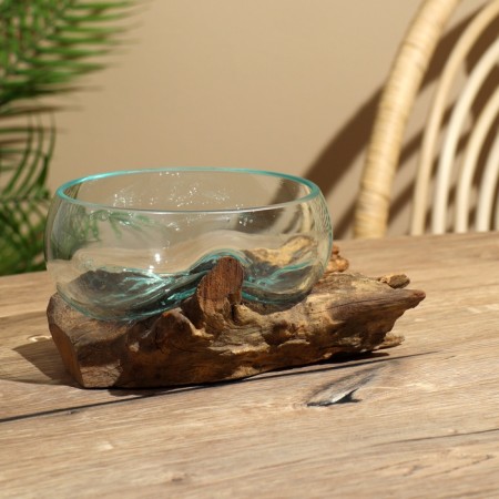Vason glass on the tree "Low stand" 13x13x15 cm-4