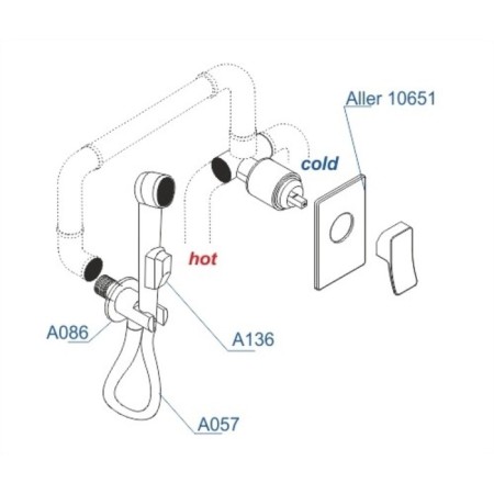 Bida mixer Wasserkraft A106157, with a hygienic shower, hose 120 cm, brass, chrome-2