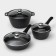 A set of kitchen utensils “Marble No. 3”, 6 objects, a lid, a removable handle, anti -stick coating, color dark marble