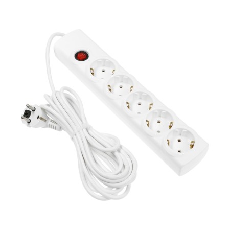 Luazon Lighting network filter, 5 outlets, 5 m, 3500 W, 3x1 mm2, 16 A, 220 V, with a fuse, white-3