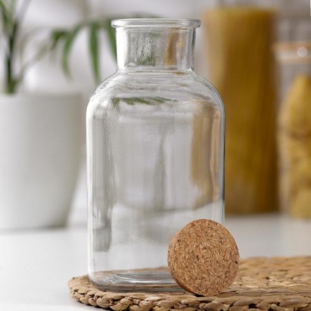 Glass bottle for sauces and oil with a cork lid "Parfa", 1.2 l, 10 × 20.5 cm-1