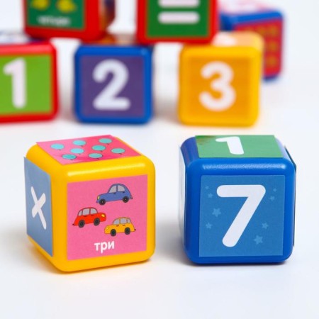 Training cubes Blue Tractor "Learning numbers" 9 pcs., 40 × 40 mm-1