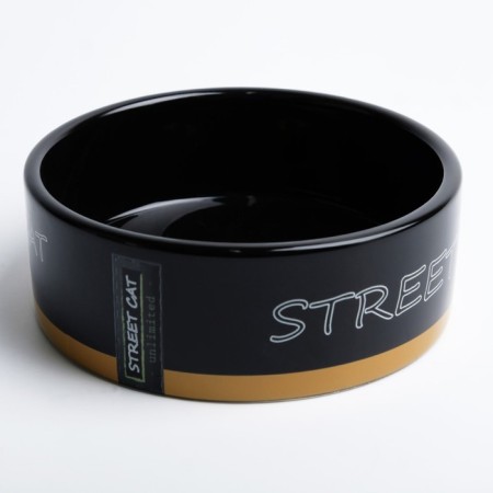 Ceramic bowl "Black cat" 300 ml 12.5 x 4.5 cm, black-orange-2