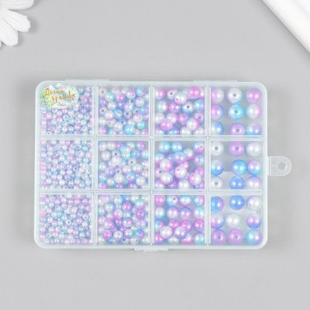 Beads in the casket "Gradient Blue-lilac" 12 divisions 10x13.5x1.8 cm-3