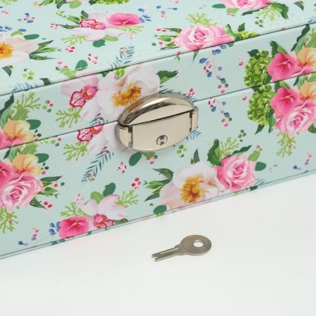 Casket to the leatherette for jewelry "Rosa on green" 18x27x9 cm-4