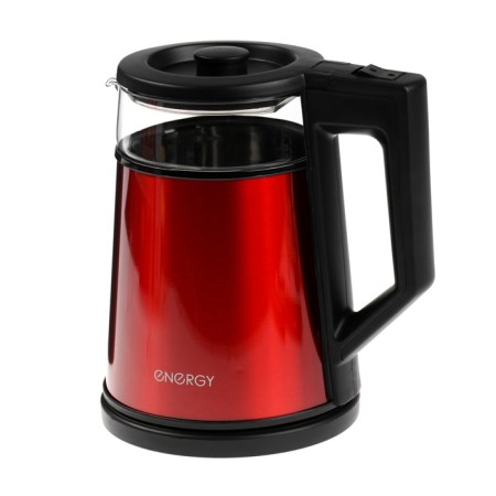 Electric kettle Energy E-200, Metal, Glass Sobe, 1.2 L, 1350 W, Red-1