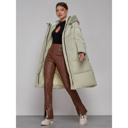 Coat insulated winter female, size 50, color light green-11