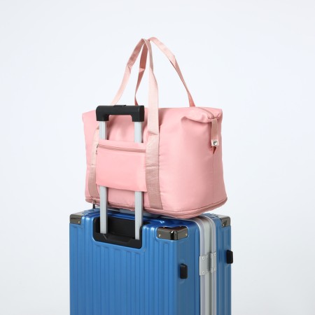 Sports bag with lightning, with an increase, external pocket, pink color-4