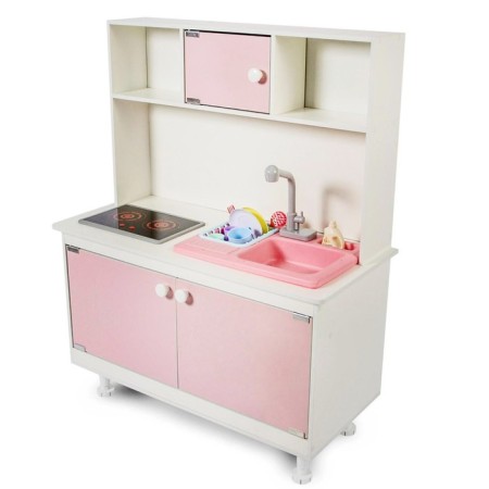 Game furniture "Children's kitchen", interactive panel, water shell, pink color-2