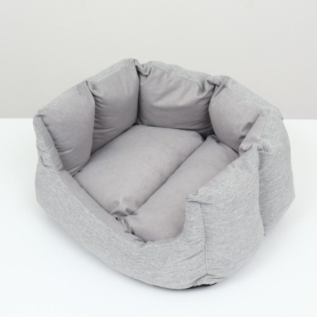 Stear with a pillow of a mowing, velvet, 50 x 40 x 23 cm, gray-2