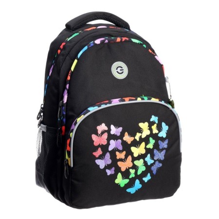 School backpack, 40 x 27 x 20 cm, Grizzly, ergonomic back, laptop department, black-1