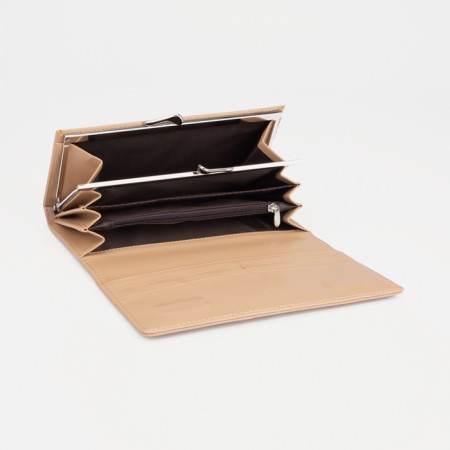 Women's wallet on magnets, beige color-2