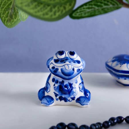 Souvenir "toad", medium, 6 cm, gzhel