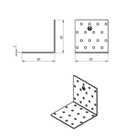Corner Fitty tundra, 80x80x80x2 mm, zinc, in the package of 1 pc.-2