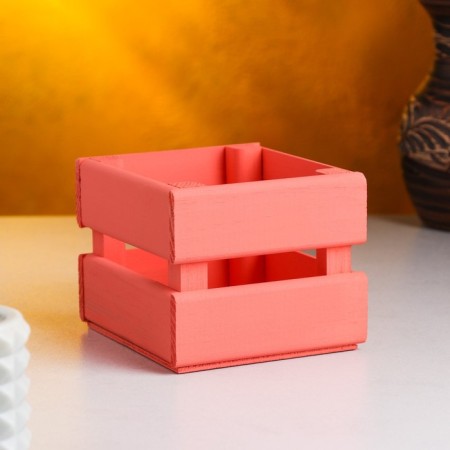 Wooden Kashpo 12 × 11 × 9 cm "odnushka light", double -strip, pink light giving beautifully