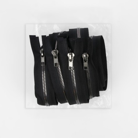 Lightning "Tractor", No. 5, non -proceeding, decorative link "Akuli tooth", castle machine, 18 cm, black/black nickel-2