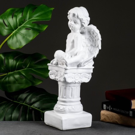 Figure "Angel on the pedestal" White 15x15x42cm-3