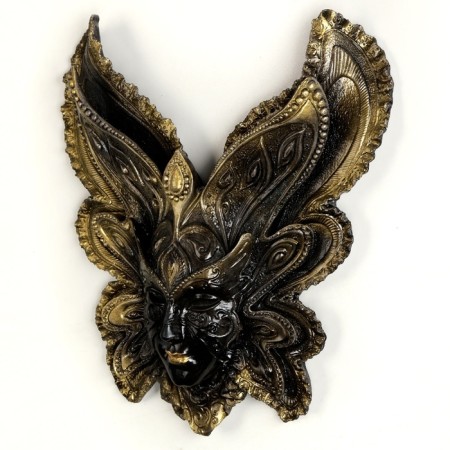 Panel "Mask 3" Black with gilding, 28cm-1