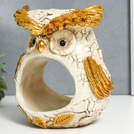 Souvenir Polystone Stand "Filin" White with gold 14x17x20 cm-2